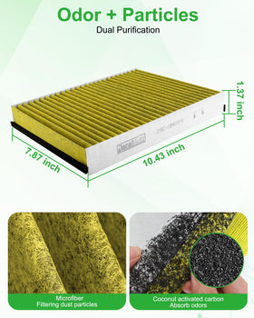 Dacall cabin filter close-up showing carbon layer for odor reduction benefit