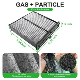 Dacall cabin filter close-up showing carbon layer and mesh