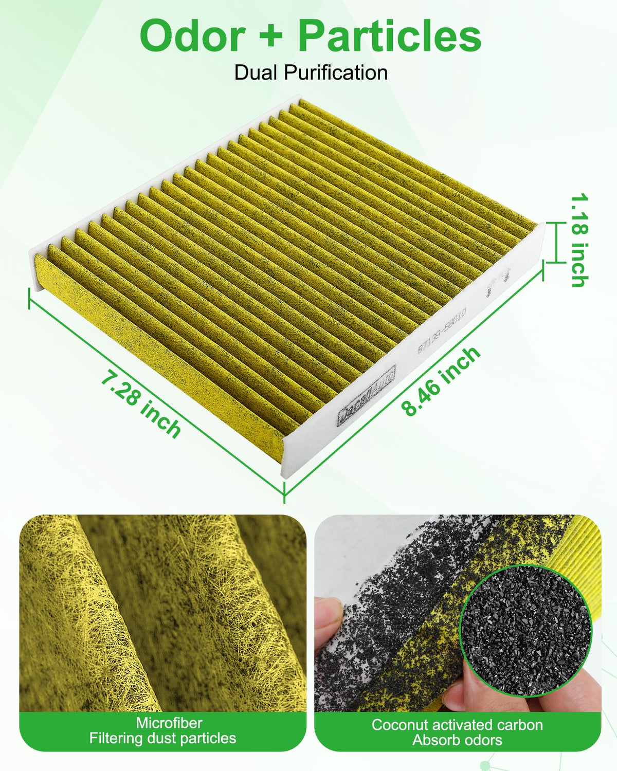 Dacall cabin filter inserted in HVAC slot showing correct placement and odor reduction