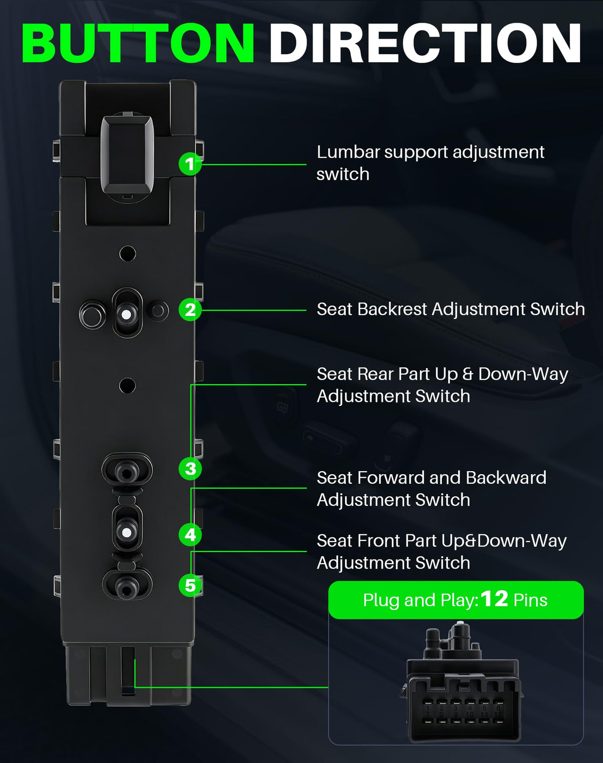 Dacall connector and pins view highlighting OEM-style plug for reliable electrical contact
