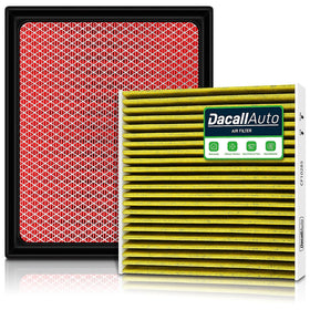 Dacall engine filter front view showing pleated media and fitment benefit