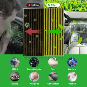 Dacall activated carbon layer close-up absorbing odors and fumes