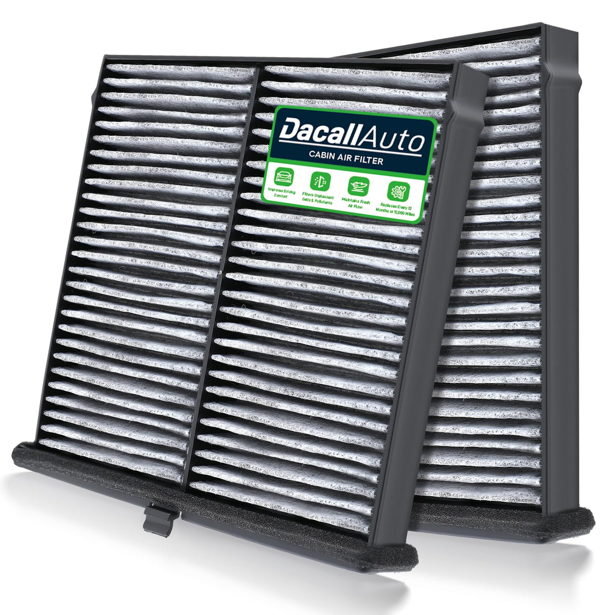 Dacall front packaging view showing filter set and model fitment for quick identification and peace of mind
