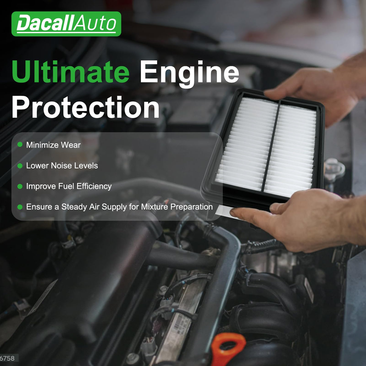 Dacall filter installed in engine bay ensuring smooth engine airflow