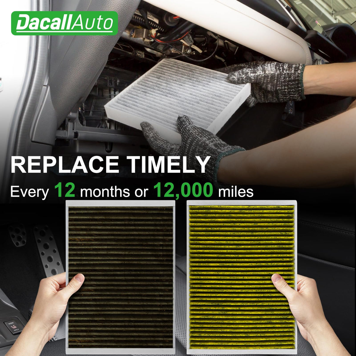 Dacall filter removed beside basic tools illustrating quick 5–8 minute install