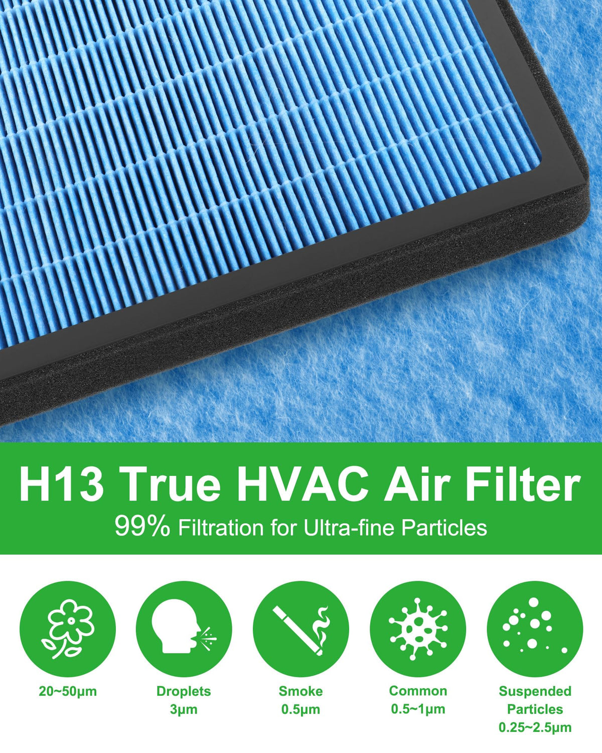 Dacall filter beside a ruler showing size and fit compatibility for buyers