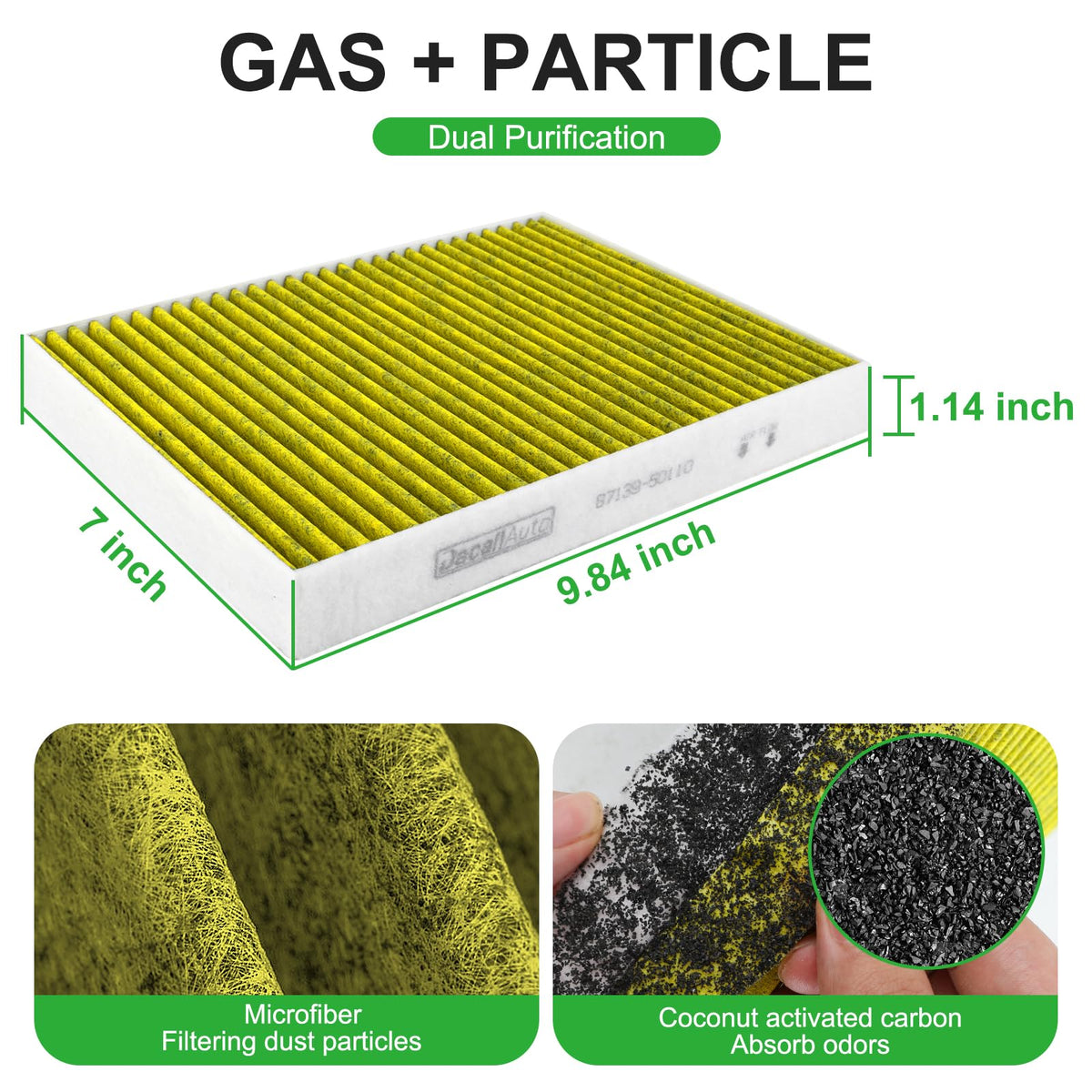 Dacall side profile showing filter dimensions for guaranteed OEM fit