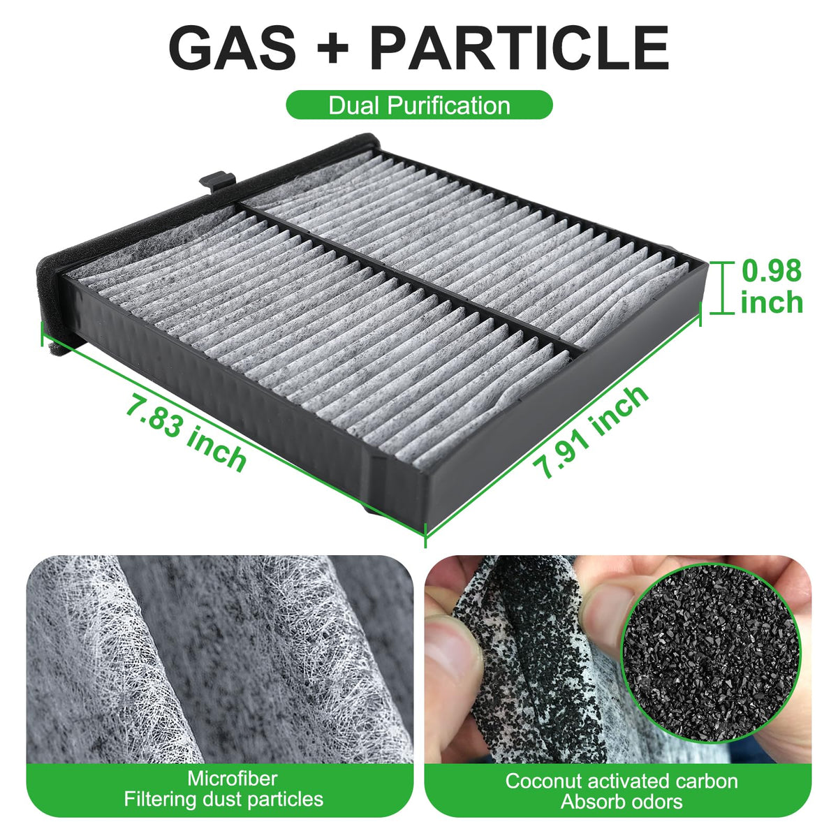 Dacall side profile of filter showing precise dimensions and frame for reliable OEM-style fit