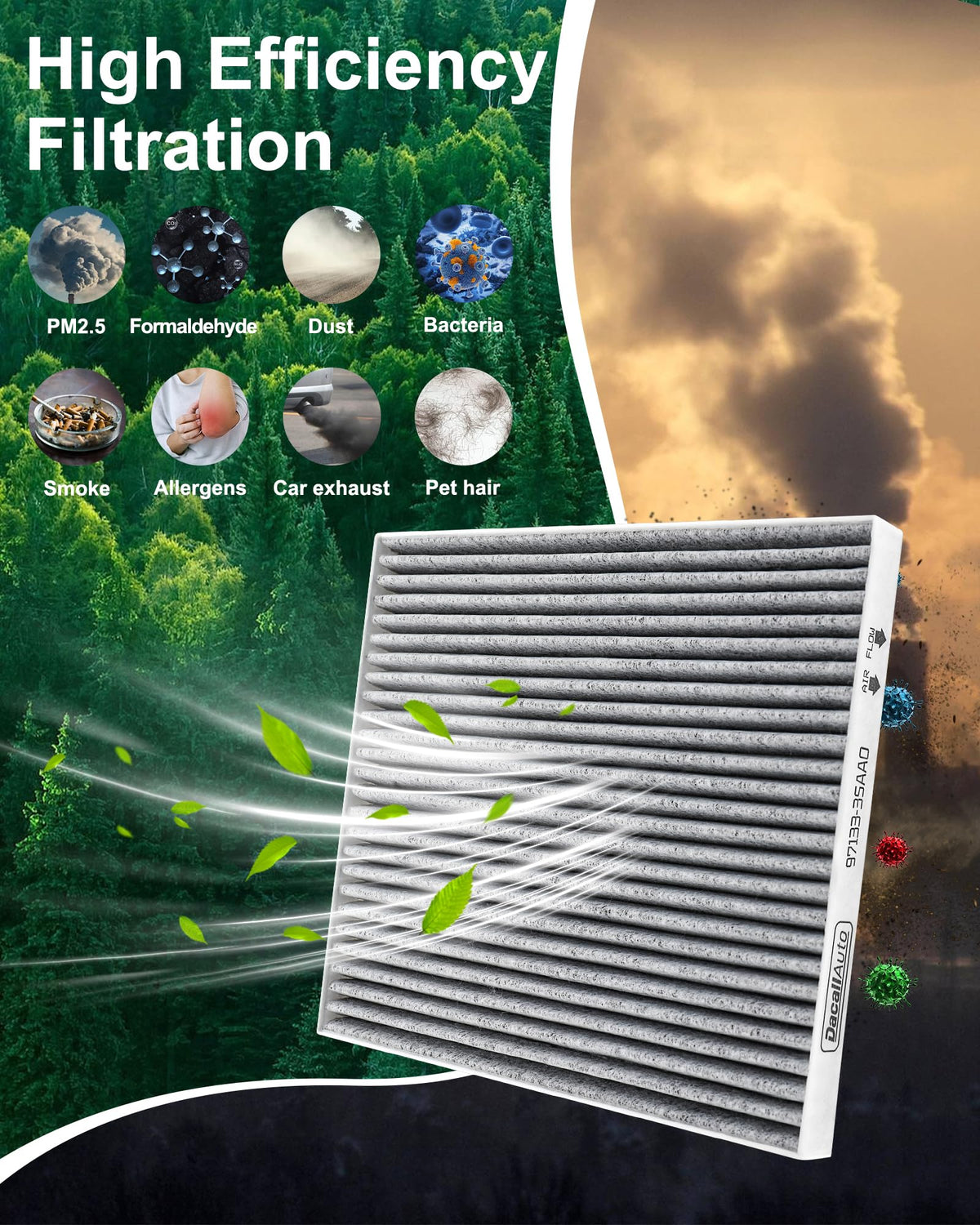 Dacall filters side by side to show size and scale for easy comparison