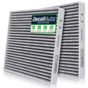 Dacall front packaging showing two replacement cabin air filters and fitment benefit