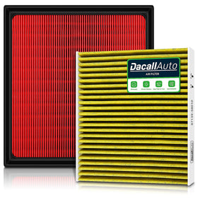 Dacall front packaging showing engine and cabin filter set and fitment benefits