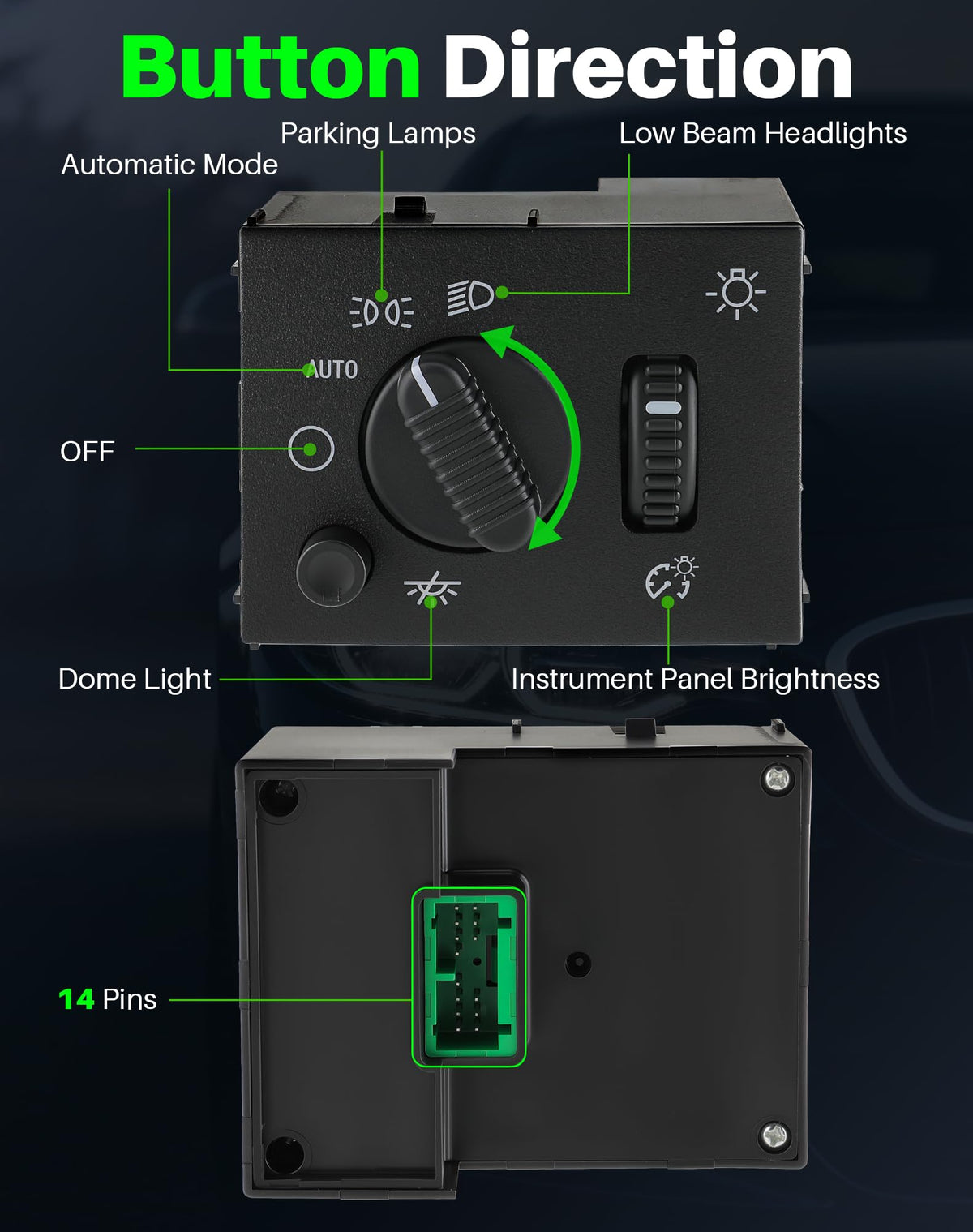 Dacall installed in instrument panel demonstrating restored lighting control