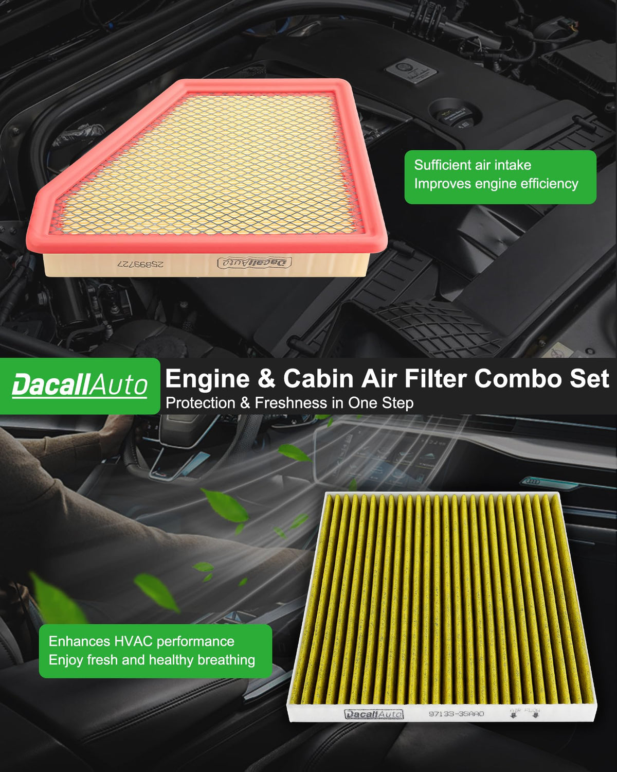 Dacall filter label and part numbers for simple compatibility verification