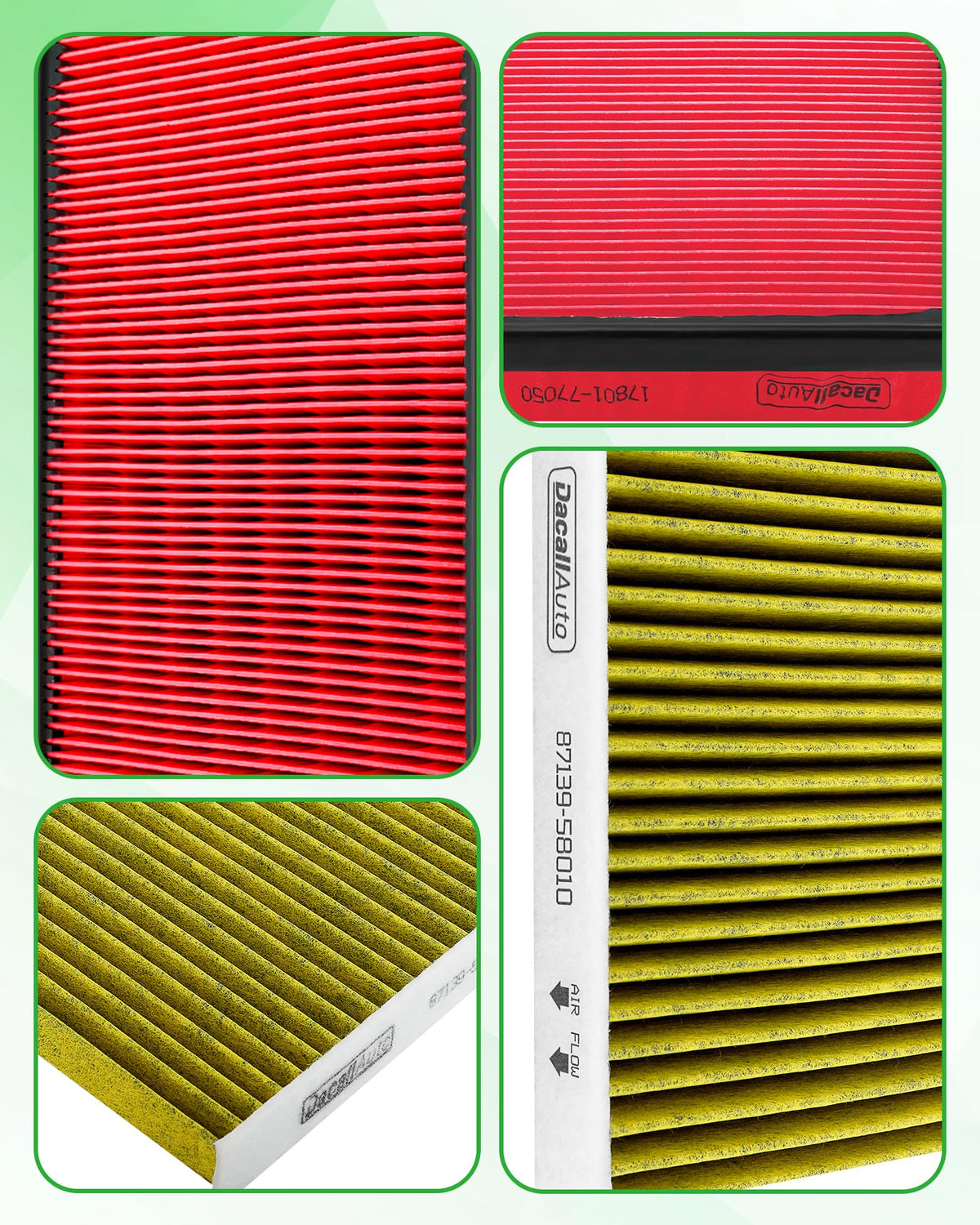 Dacall product label and part numbers showing OEM replacements for effortless verification
