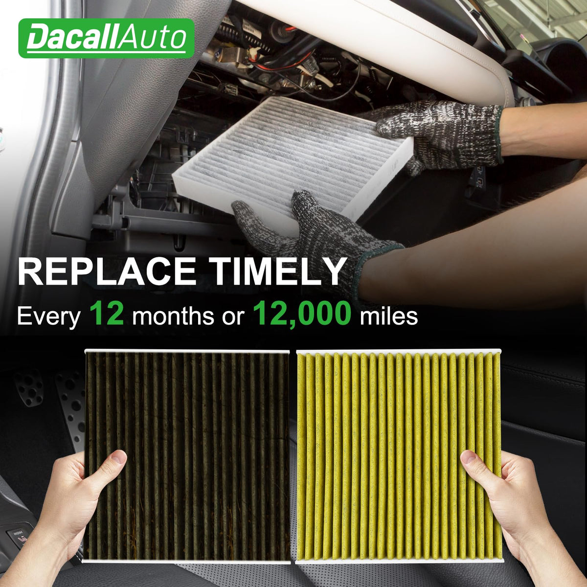 Dacall lifestyle shot in car driving scene conveying cleaner cabin air comfort