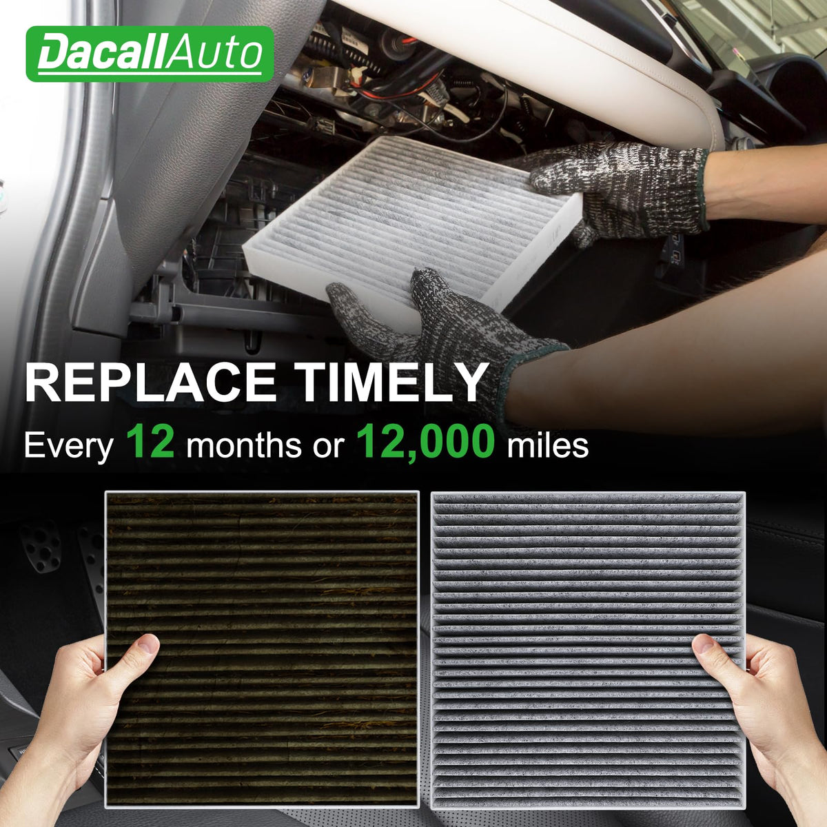 Dacall lifestyle shot inside truck cab suggesting reduced dust and fresher cabin air