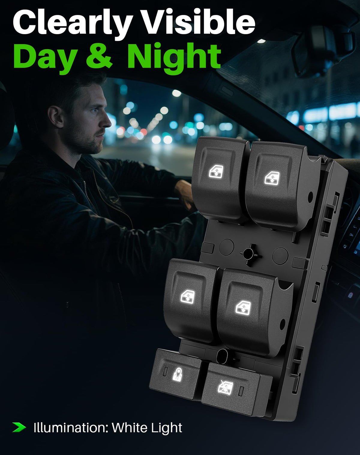 Dacall switch next to ruler showing compact dimensions and fit