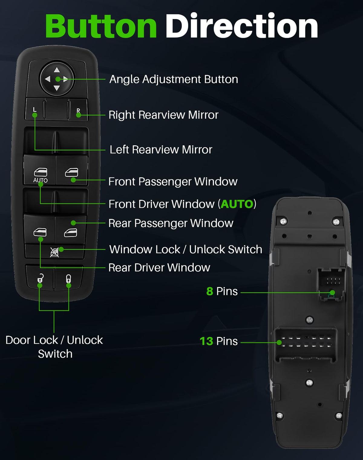 Dacall switch side connector detail highlighting secure plug-in installation benefit