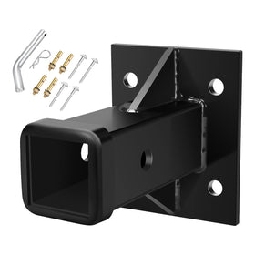 DACK front view of bolt-on receiver plate showing 2" opening and secure fit