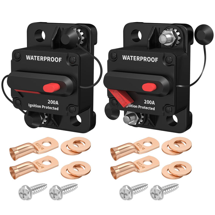 DAIERTEK front view of 200A breaker showing label and compact mounting