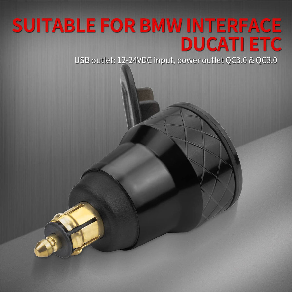 DaierTek close-up of dual USB ports showing waterproof cap and easy access