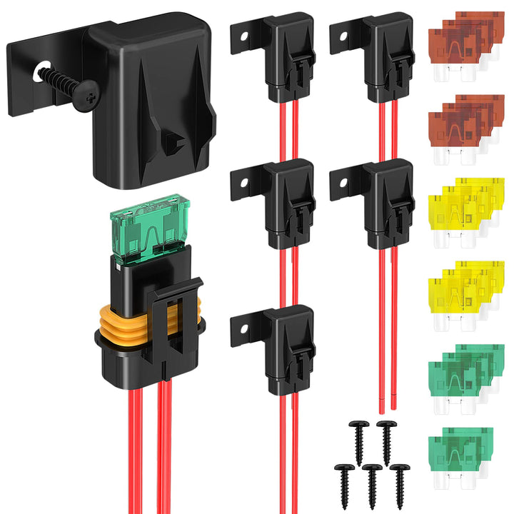 DAIERTEK front view inline fuse holder showing waterproof cover and mounting hole for secure installation