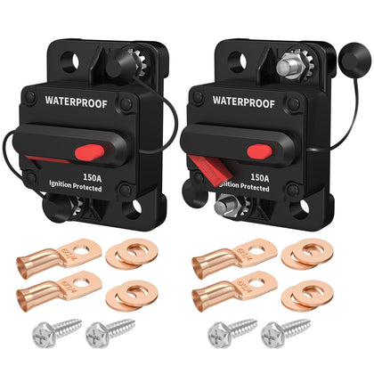 DAIERTEK front view of 150A breaker showing label and terminals for clear identification and safety