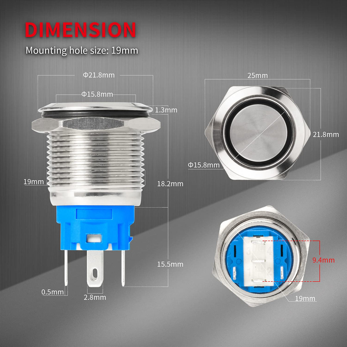 DAIERTEK illuminated blue ring closeup improves night visibility and identification