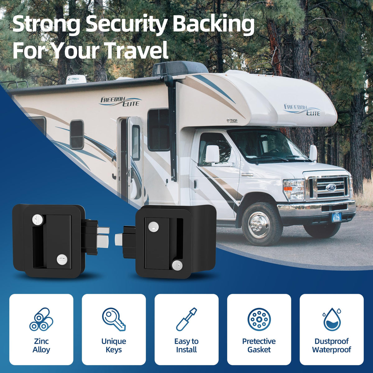 DAIERTEK installed on camper door in travel setting offering improved security on the road
