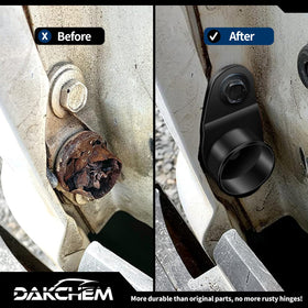 DAKCHEM hinge installed on truck tailgate demonstrating restored alignment and secure closing benefit