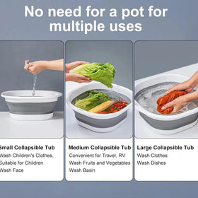 DALAN basins folded flat stored on a shelf saving space in small homes