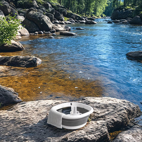 DALAN washbasins set up at a campsite for dishwashing and outdoor convenience