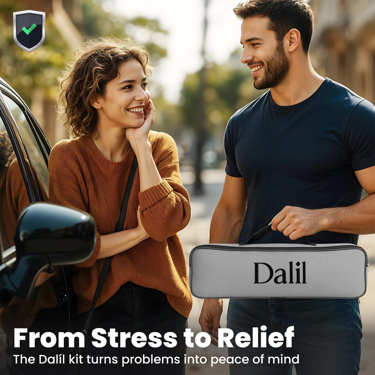 Dalíl in roadside setting showing kit use and reassurance when helping others