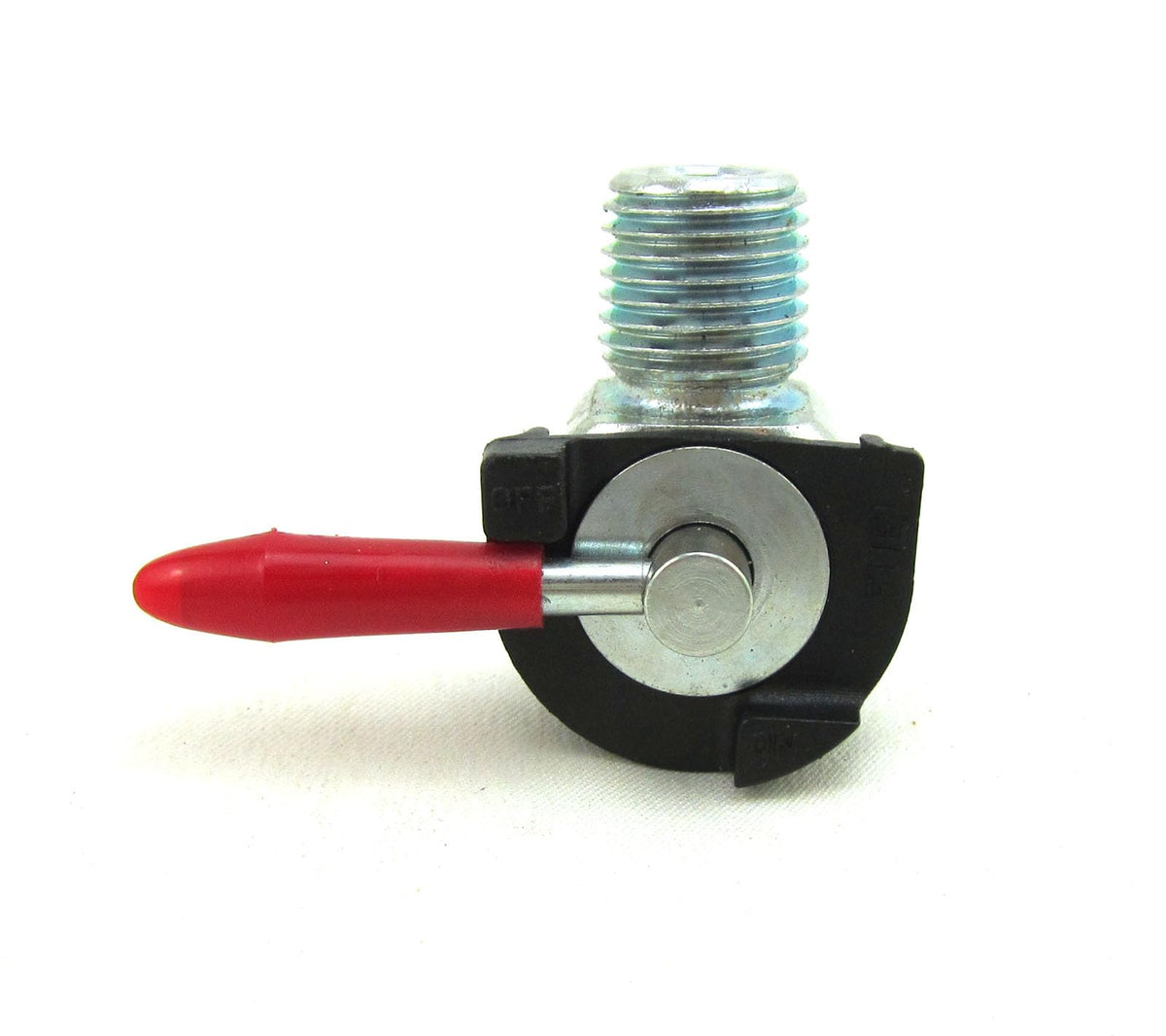 DAMINEDING petcock front view showing compact zinc-plated body and handle for durable control