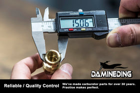 DAMINEDING petcock installed on a small fuel tank showing neat 90° hose routing and space savings