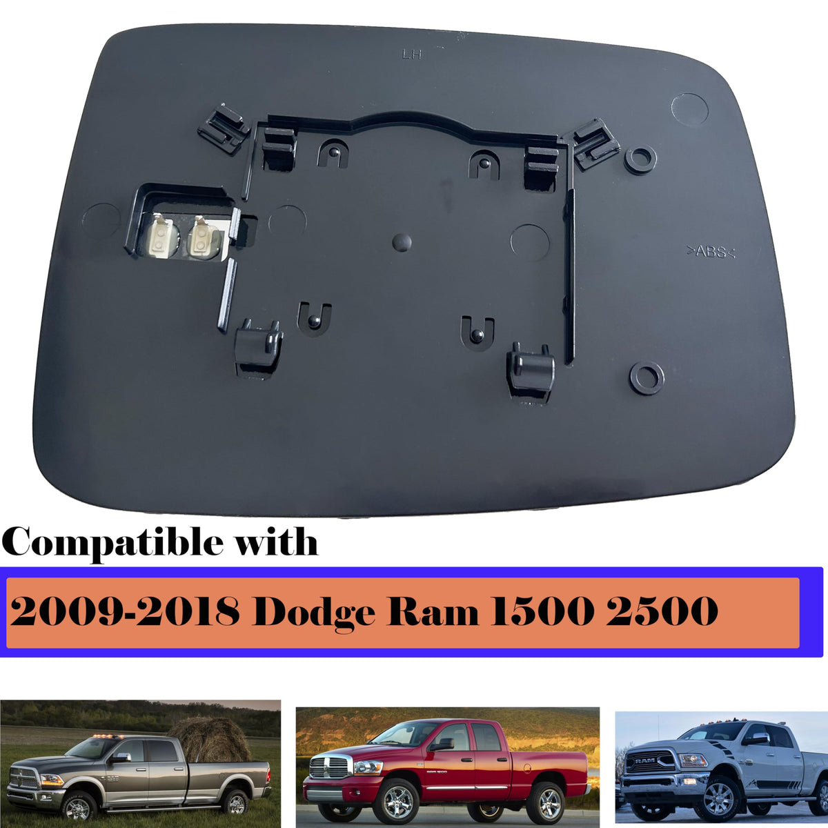 Danbojit heated mirror back ABS plate with clips for secure mount benefit