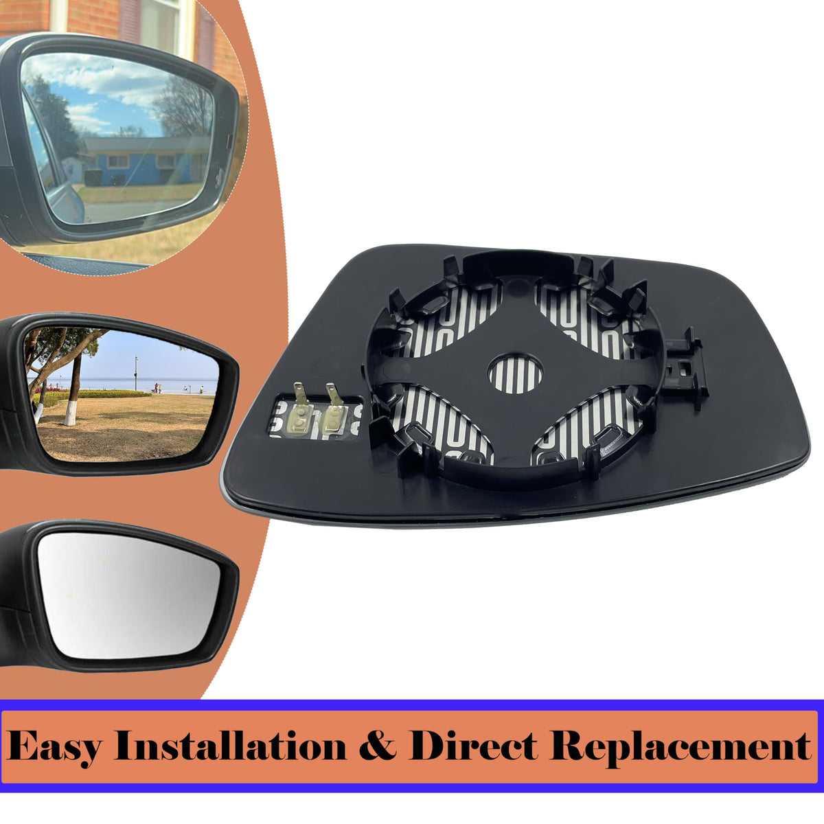Danbojit installed on Beetle side mirror demonstrating restored visibility and safety