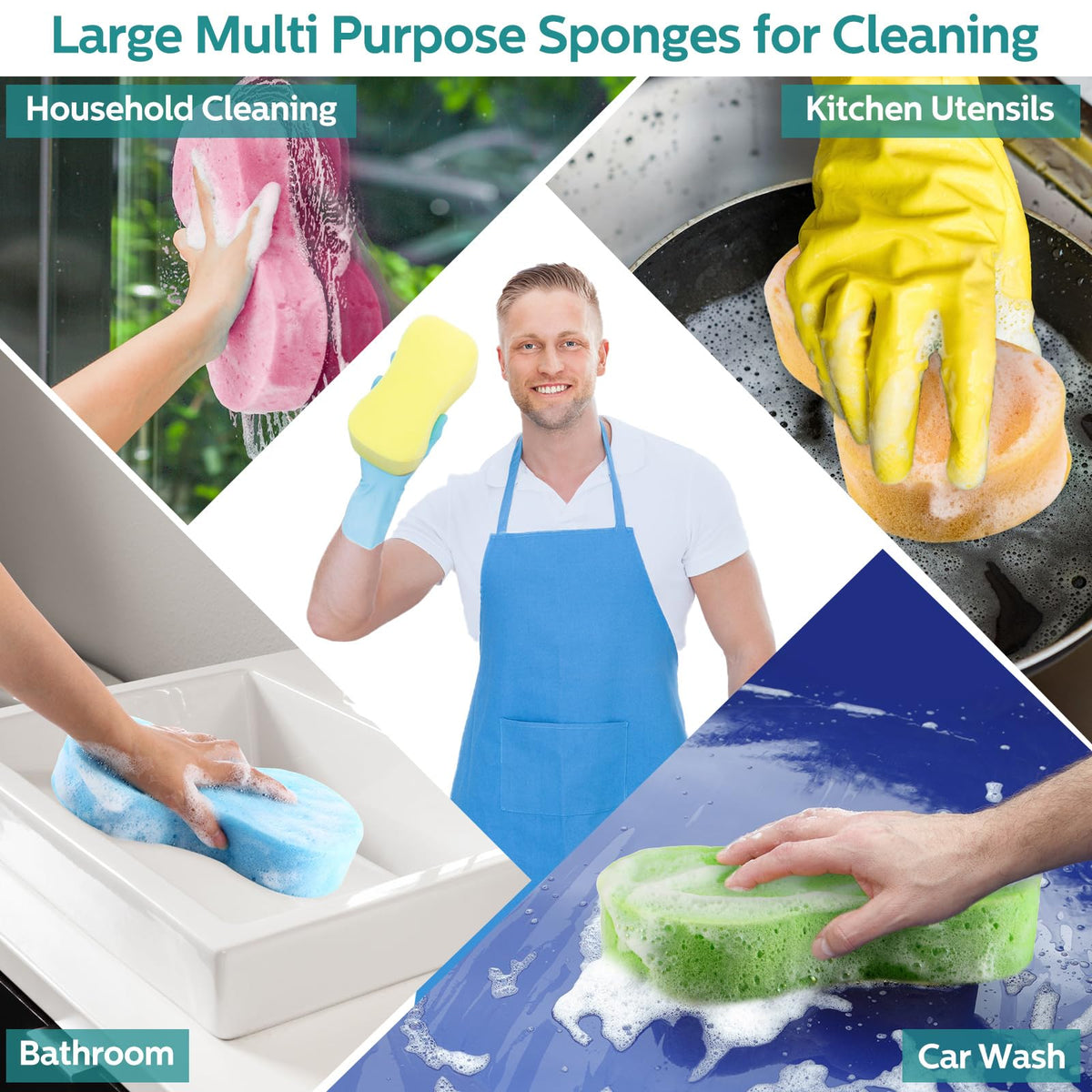 Dandat sponge beside ruler showing dimensions and generous size benefit
