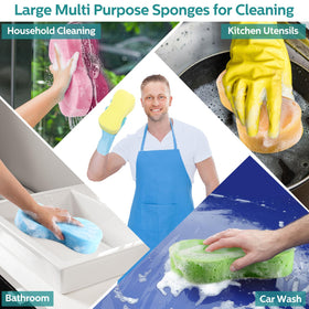 Dandat sponge beside ruler showing dimensions and generous size benefit