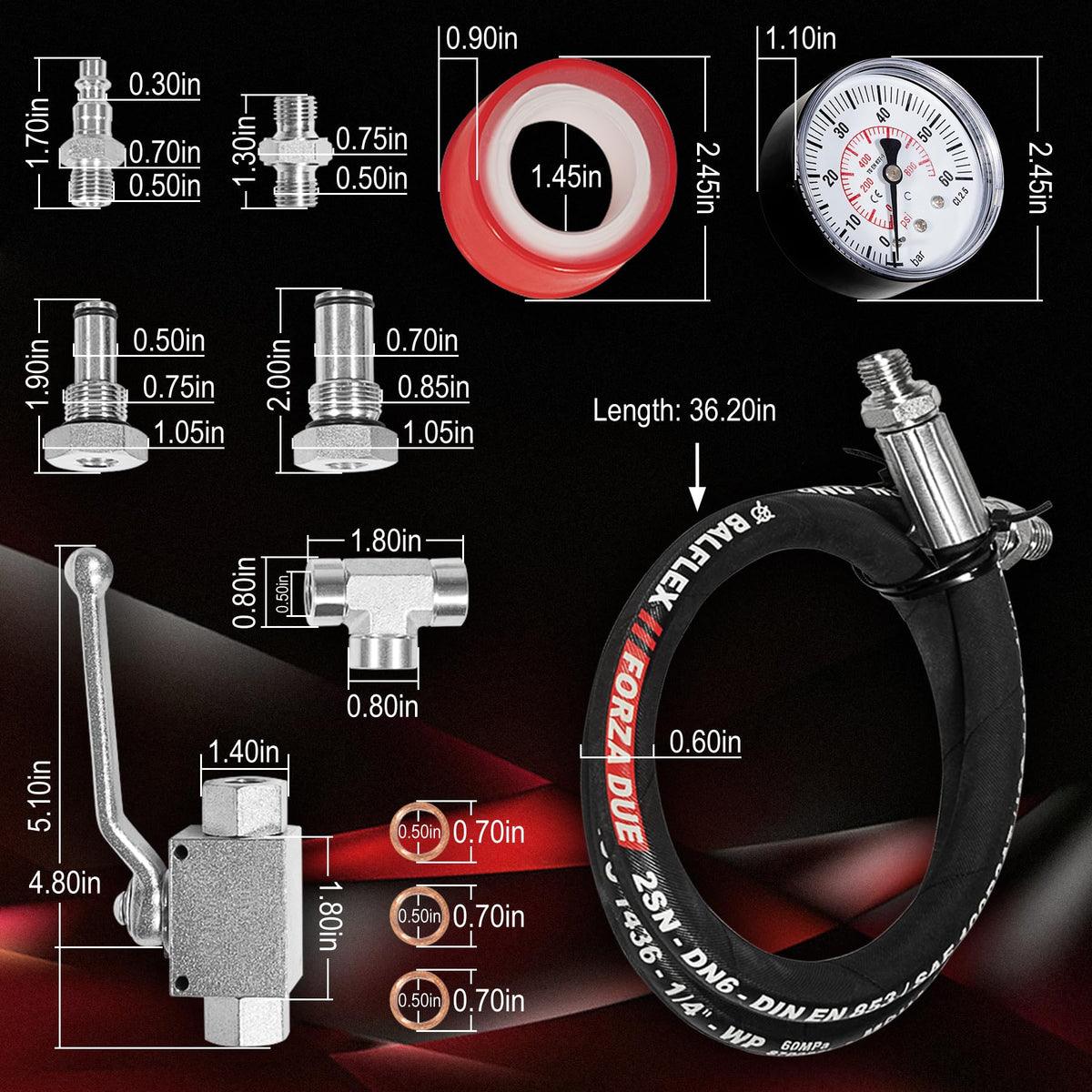 Danhonwin installed on 7.3L engine showing in-use connection to locate high pressure oil leaks