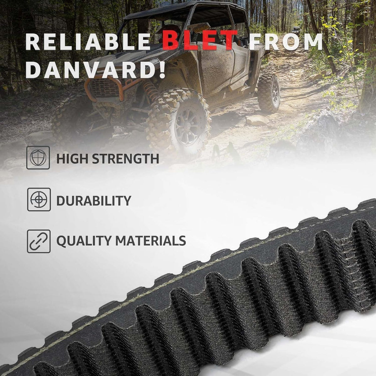 DanVard belt held in hand to show scale and easy replacement benefit