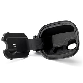 Daposhac front view fuel door housing showing exact OEM fit and tidy finish