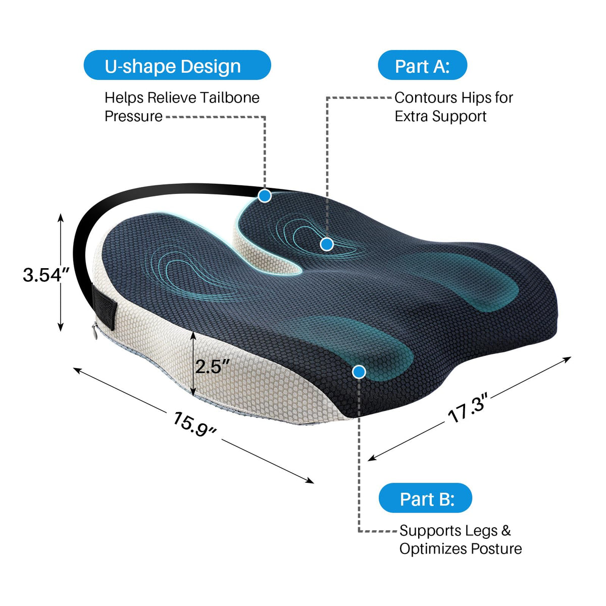 DAPOTUGI close-up of memory foam texture offering pressure relief benefit