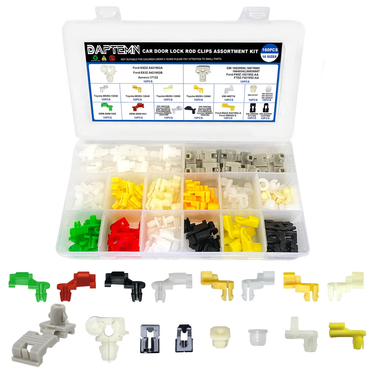 Daptemn front packaging showing organized clip assortment and benefit of ready supply