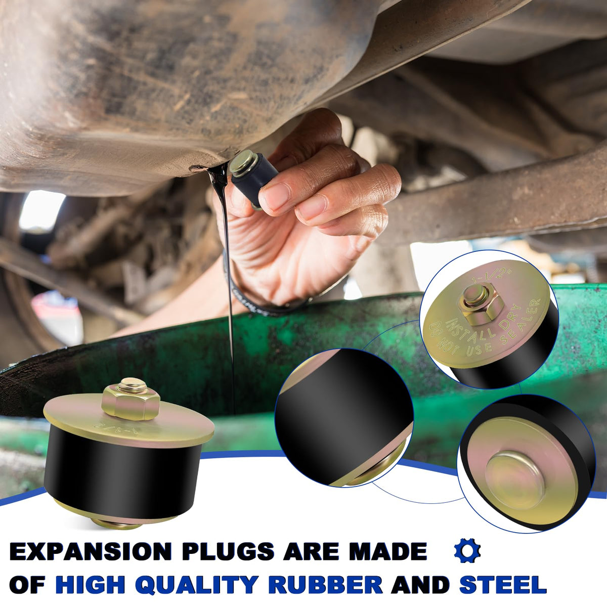 Daptemn plug installed in engine hole demonstrating leak-stopping fit during maintenance