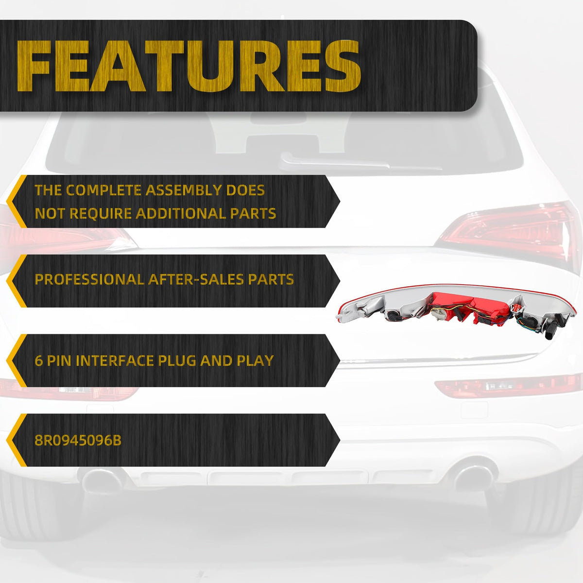 Dasbecan bumper tail light side profile highlighting chrome interior and fitment