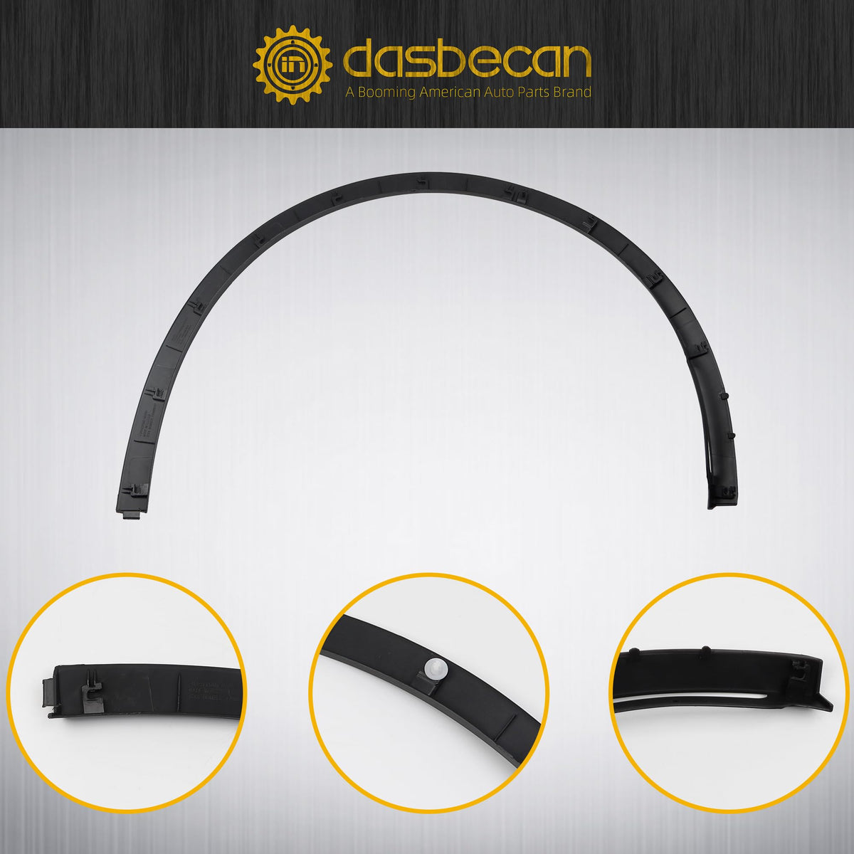 Dasbecan rear view showing supplied clips and easy install benefits
