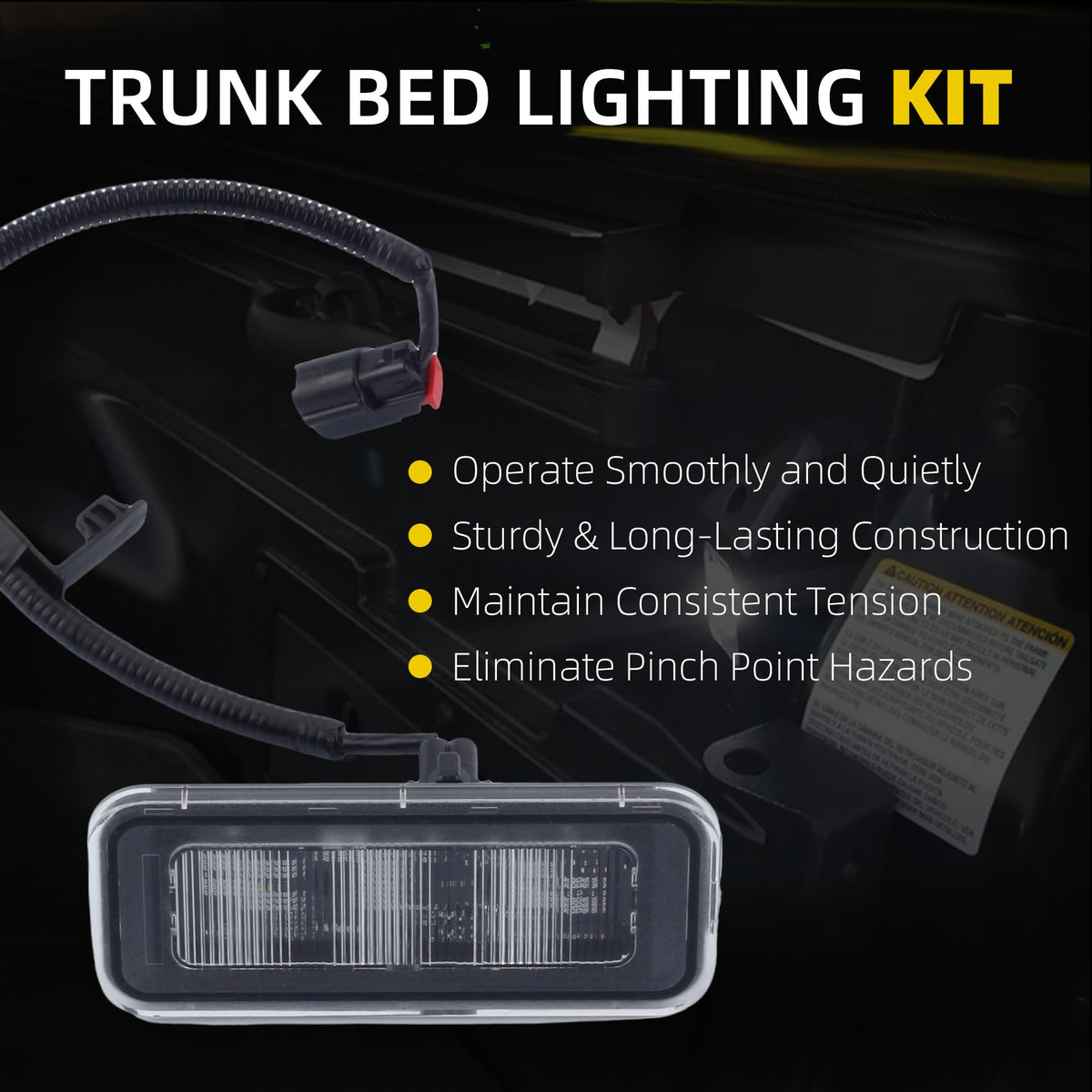 Dasbecan installed in truck bed at night providing clear illumination for loading