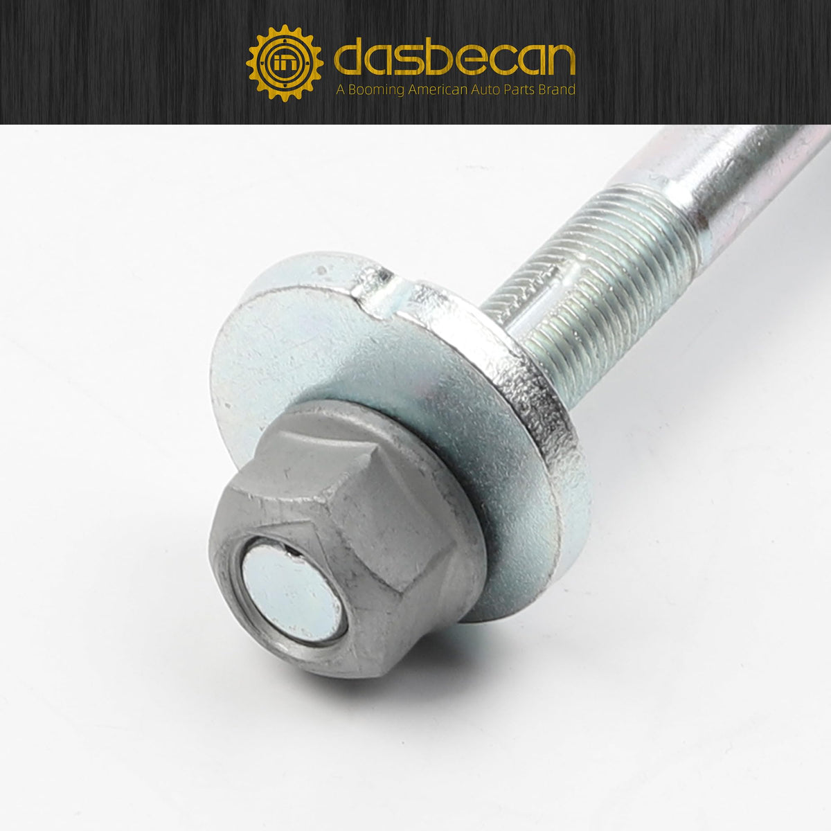 Dasbecan bolt installed on lower control arm demonstrating correct placement and alignment restoration