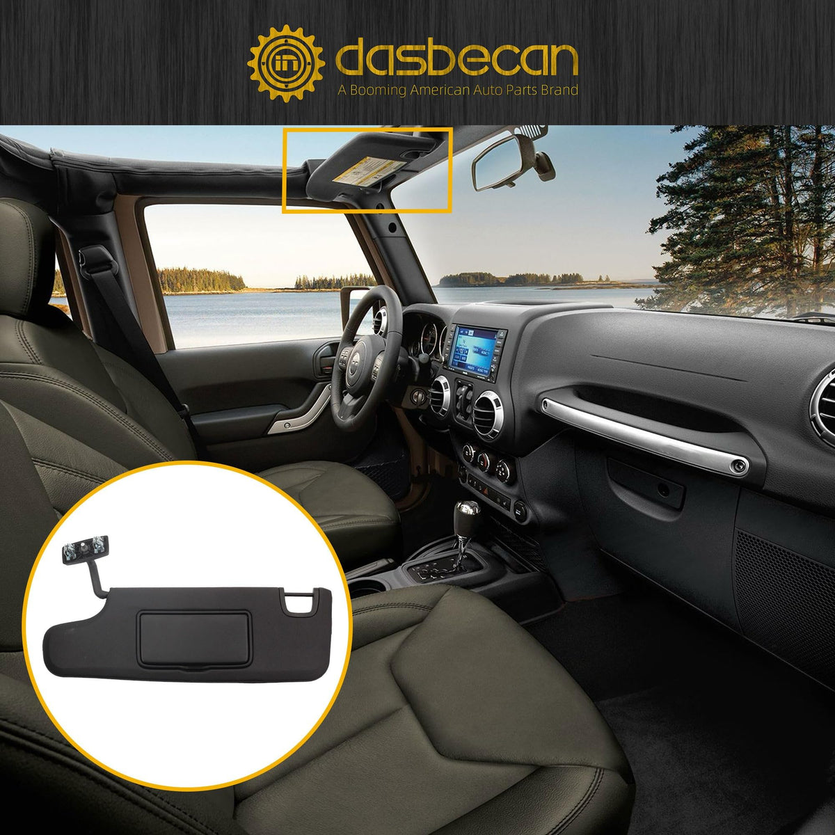 Dasbecan visor held in hand during installation showing simple swap